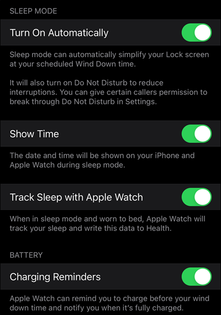 The Sleep Mode menu on Apple Watch.