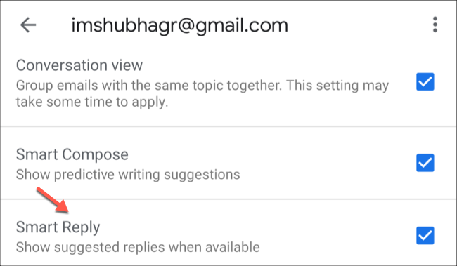 Tap the checkbox next to Smart Reply.