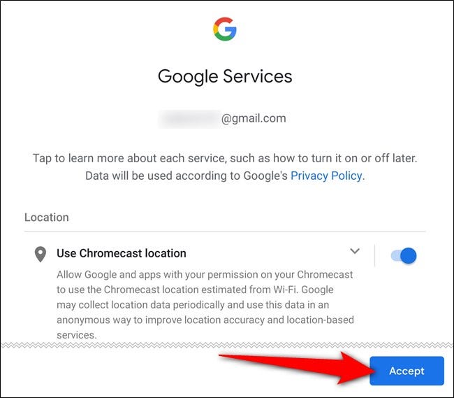 Enable the Google services and tap Accept