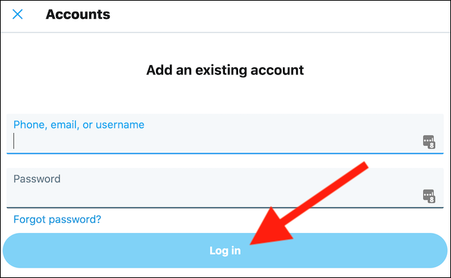 Enter your account credentials and then click the Log In button