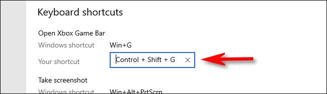 Click the Xbox Game Bar shortcut box and enter a keyboard shortcut.