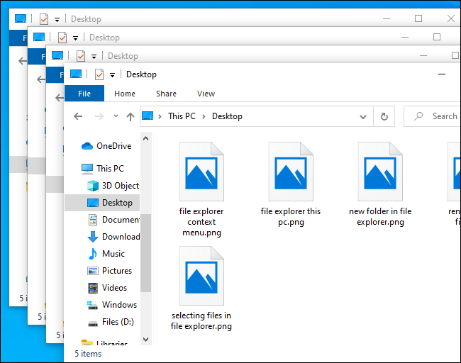 Multiple windows in File Explorer.