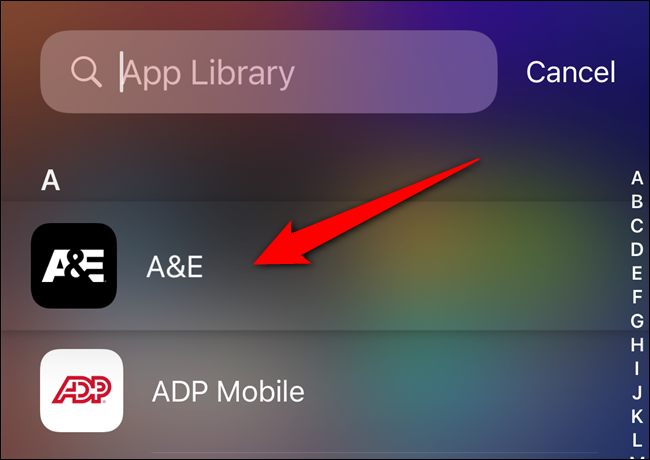 Find an app and then long press unless it's highlighted