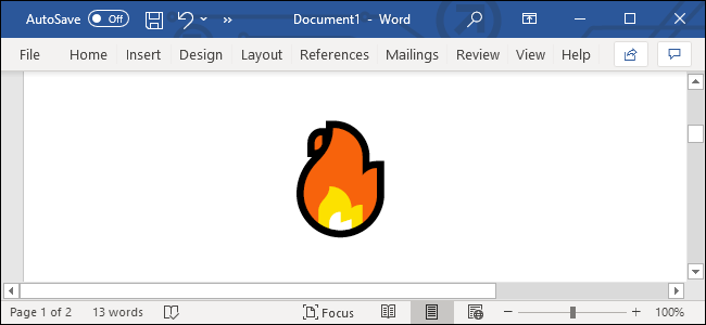 The popular fire emoji in a Word document.