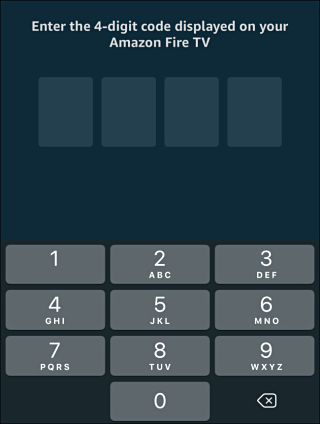 Entering a passcode to link Fire TV app with Fire TV