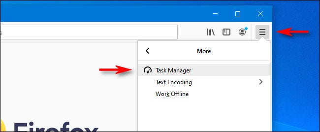 In Firefox, click the hamburger button, select More, then click Task Manager.