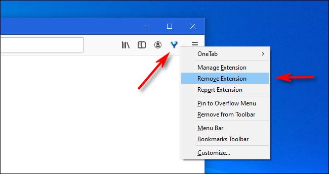 Right-click an extension icon in Firefox and select Remvoe Extension.