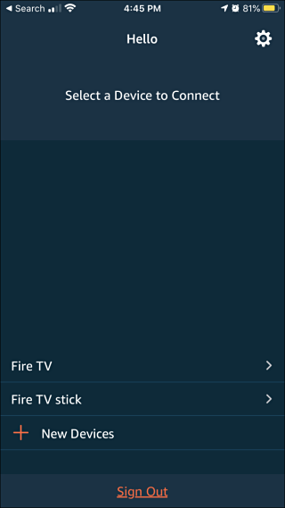 Amazon Fire TV App: Selecting a device to connect to