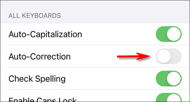 In Settings on iPhone or iPad, turn off the Auto-Correction switch.