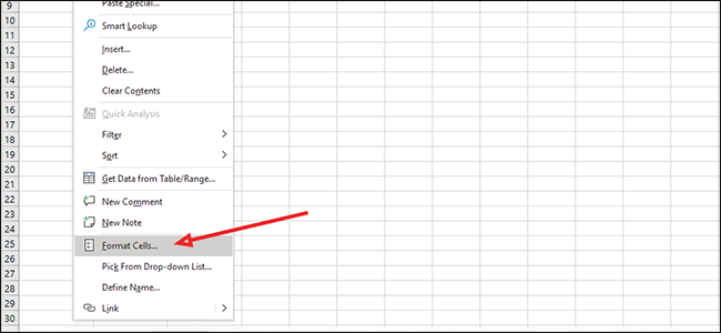 Select Format Cells.