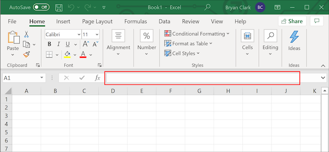 Excel formula bar