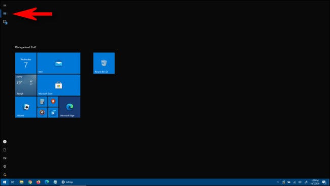 A full screen Start menu in Windows 10