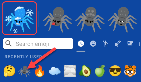 Select the second emoji, and your custom mash-up will appear at the top left.