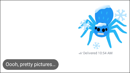 A spider emoji mash-up in a text conversation.