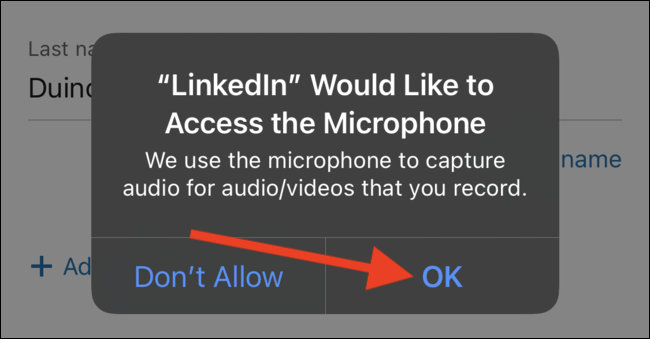 Grant the LinkedIn app permission to access your phone's microphone