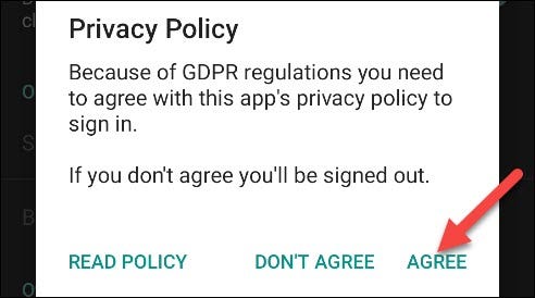 Tap Agree after you read the Privacy Policy.