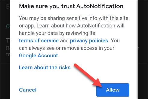 Tap Allow in the Make Sure You Trust AutoNotification pop-up.