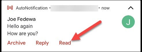 Tap Read in the Gmail notification. 