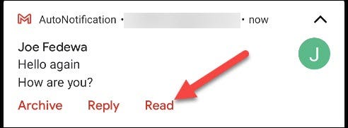 Tap Read in the Gmail notification.
