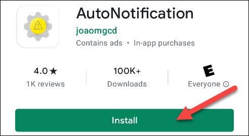 Click Install to download Autonotification.
