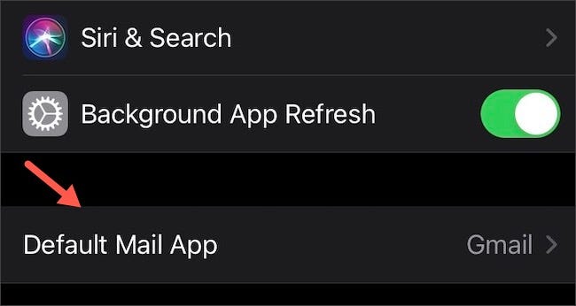 Tap Default Mail App.