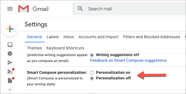 Select the radio button next to Personalization On.