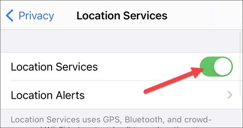 Toggle-On Location Services if it isn't enabled.