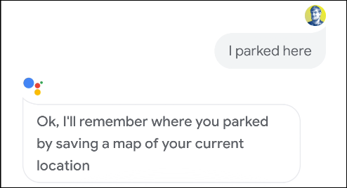 Google Assistant confirming it will remember where a parking spot is on Android.