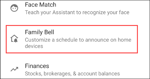 family bell from assistant settings