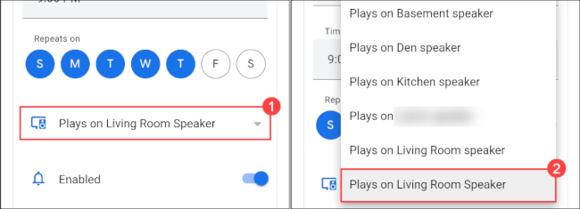 select device for family bell announcement