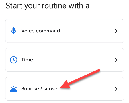 select sunrise/sunset