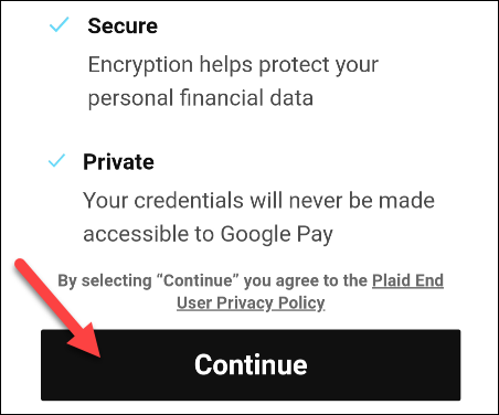 tap continue to agree to the privacy policy