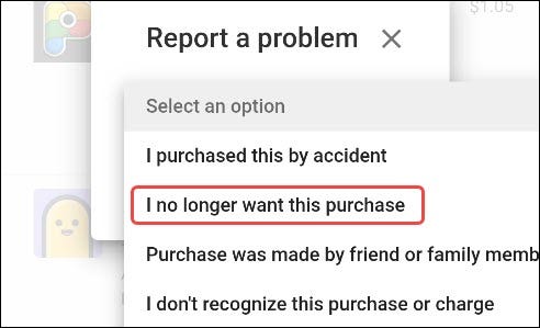 select a refund reason