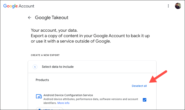 Visit Google Takeout