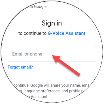 Type your Google email address.