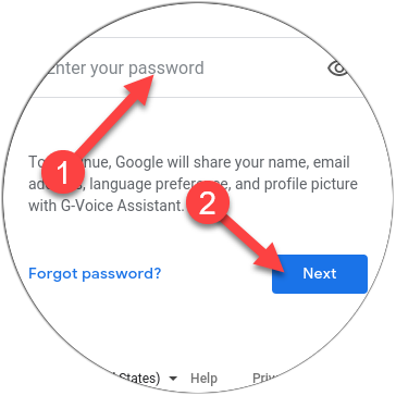 Type your password, and then tap Next.