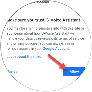 Tap Allow to trust G-Voice Assistant.