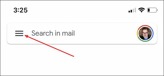 Tap the menu button in Gmail