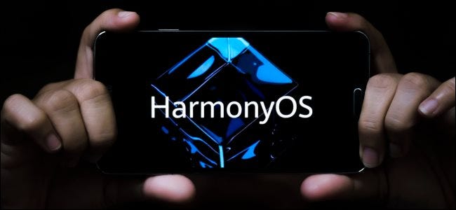 A smartphone with a HarmonyOS logo on it.