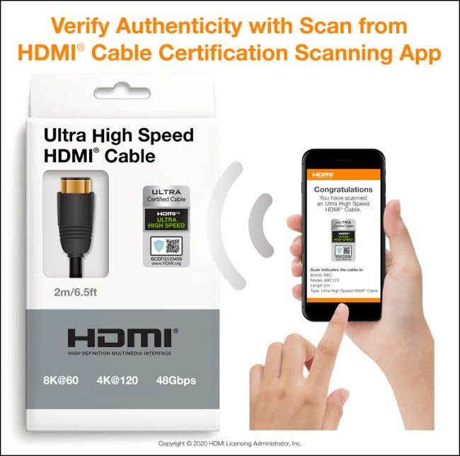HDMI Cable Certification scanning app for iOS and Android
