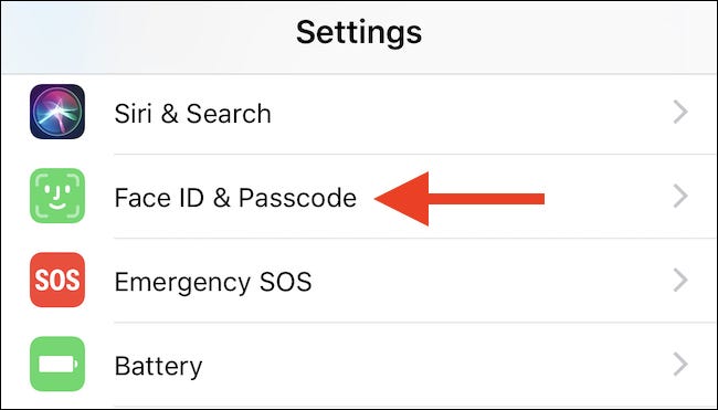 Tap Face ID and Passcode