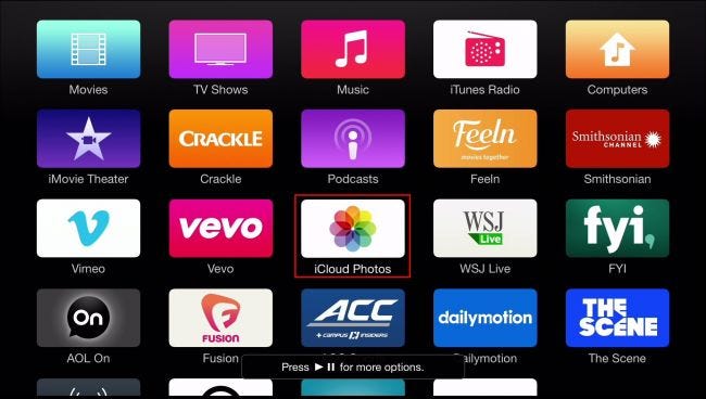 A screen full of Apple TV app icons