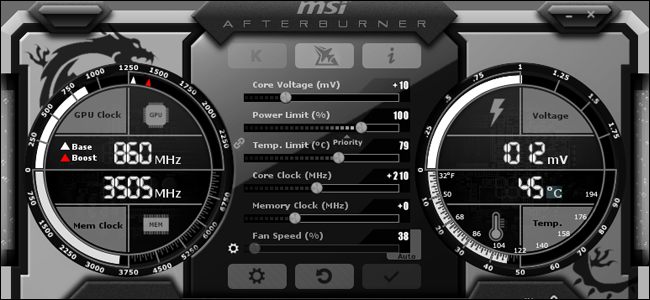 The MSI Afterburner interface.