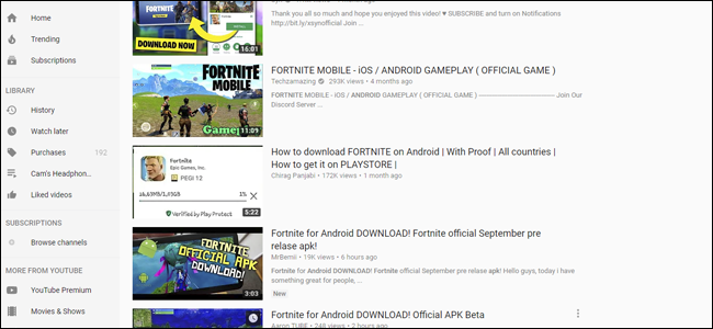 fake fortnite, youtube, fortnite, fortnite for android, 
