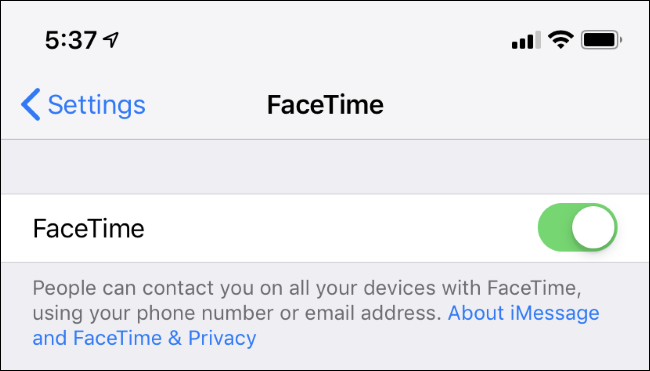 FaceTime options on an iPhone