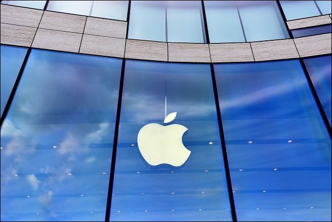 Apple logo on store window