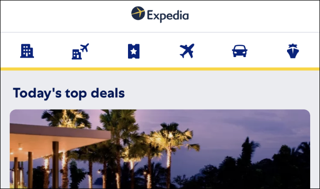 Expedia app on iPhone