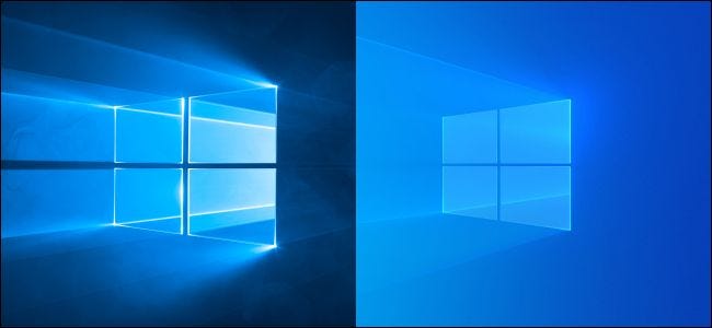 Old and new Windows 10 default desktop backgrounds