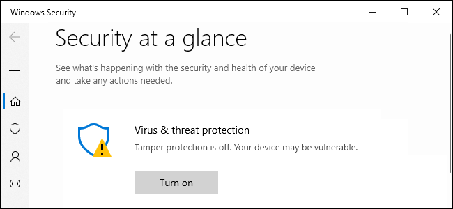 Windows Security recommending Tamper Protection.