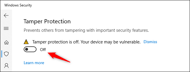 Option to enable Tamper Protection on Windows 10